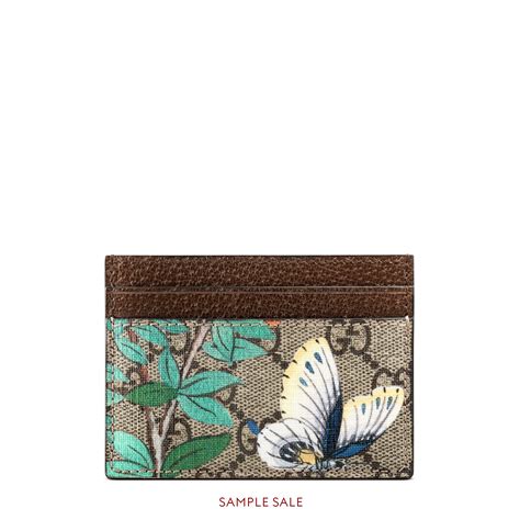 Gucci Tian GG Supreme Card Case, Beige/Ebony 